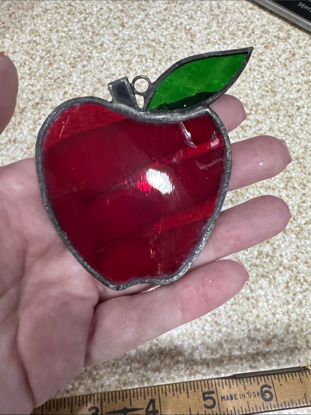 Stained Glass Apple Suncatcher - Red and Green